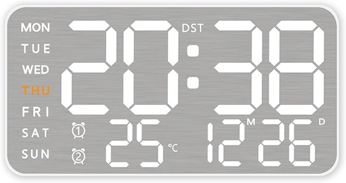 Digitale LED Klok met Datum, Temperatuur en Weekdag - USB Aangedreven en Wandmonteerbaar