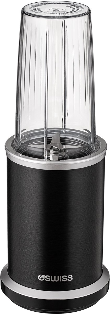 4Swiss Blender met Beker NB 102, Multifunctioneelwart1000 Watt, 1000 ml, met Snoer, Smoothie Maker, Zwart