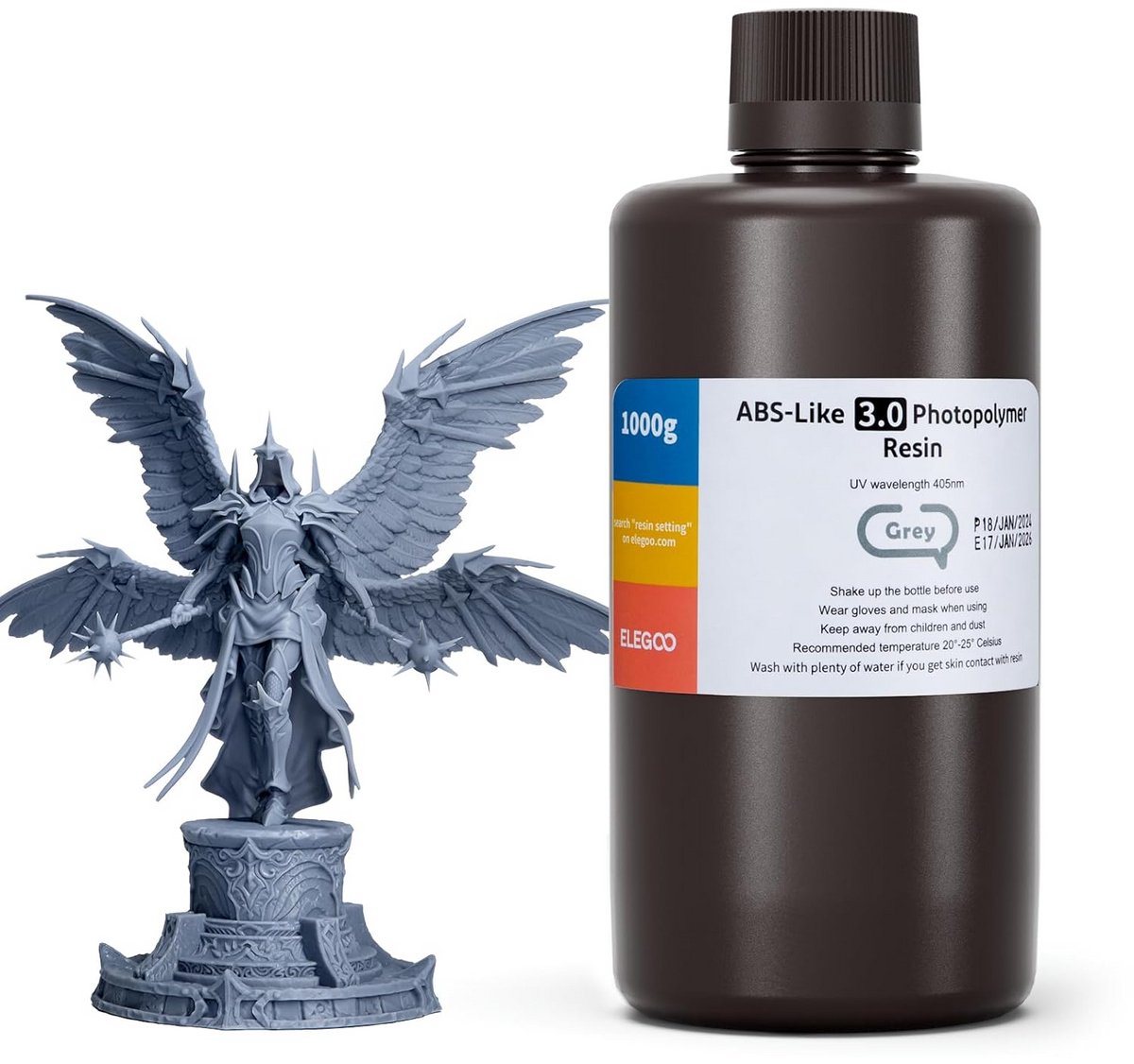ABS-Like UV Hars 3D Printer Resin Grijs 405nm - 1000g - Hoge Treksterkte voor MSLA/LCD/DLP