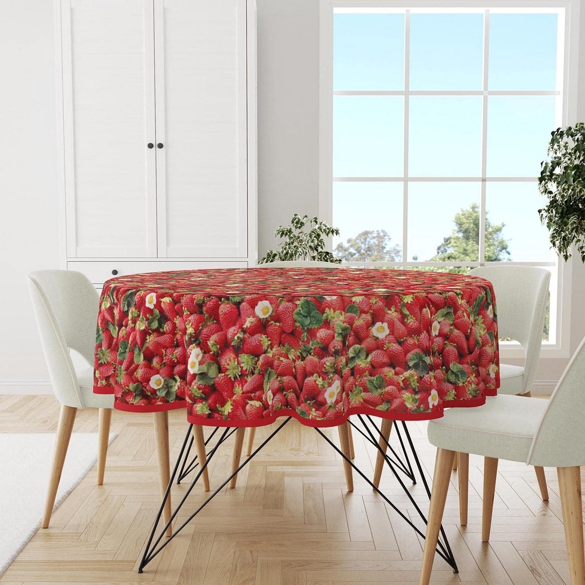 Rond Tafelzeil Zwart Geruit 160cm - Afwasbare Tafelbedekking