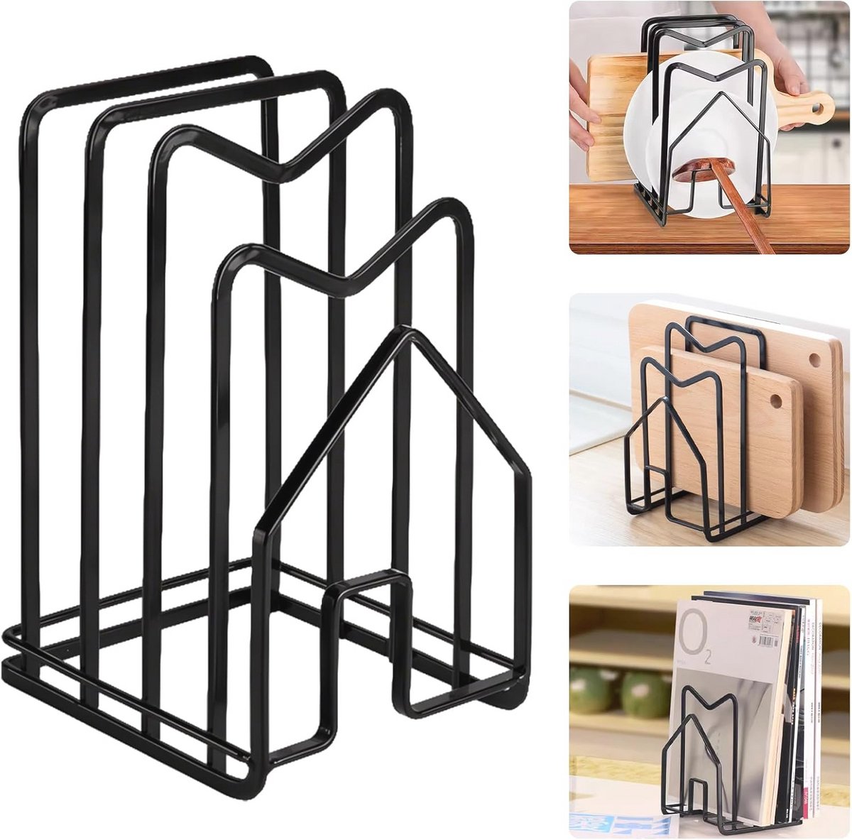 Snijplank Organizer en Deksel Houder - Efficiënt en Stijlvol Keukenaccessoire