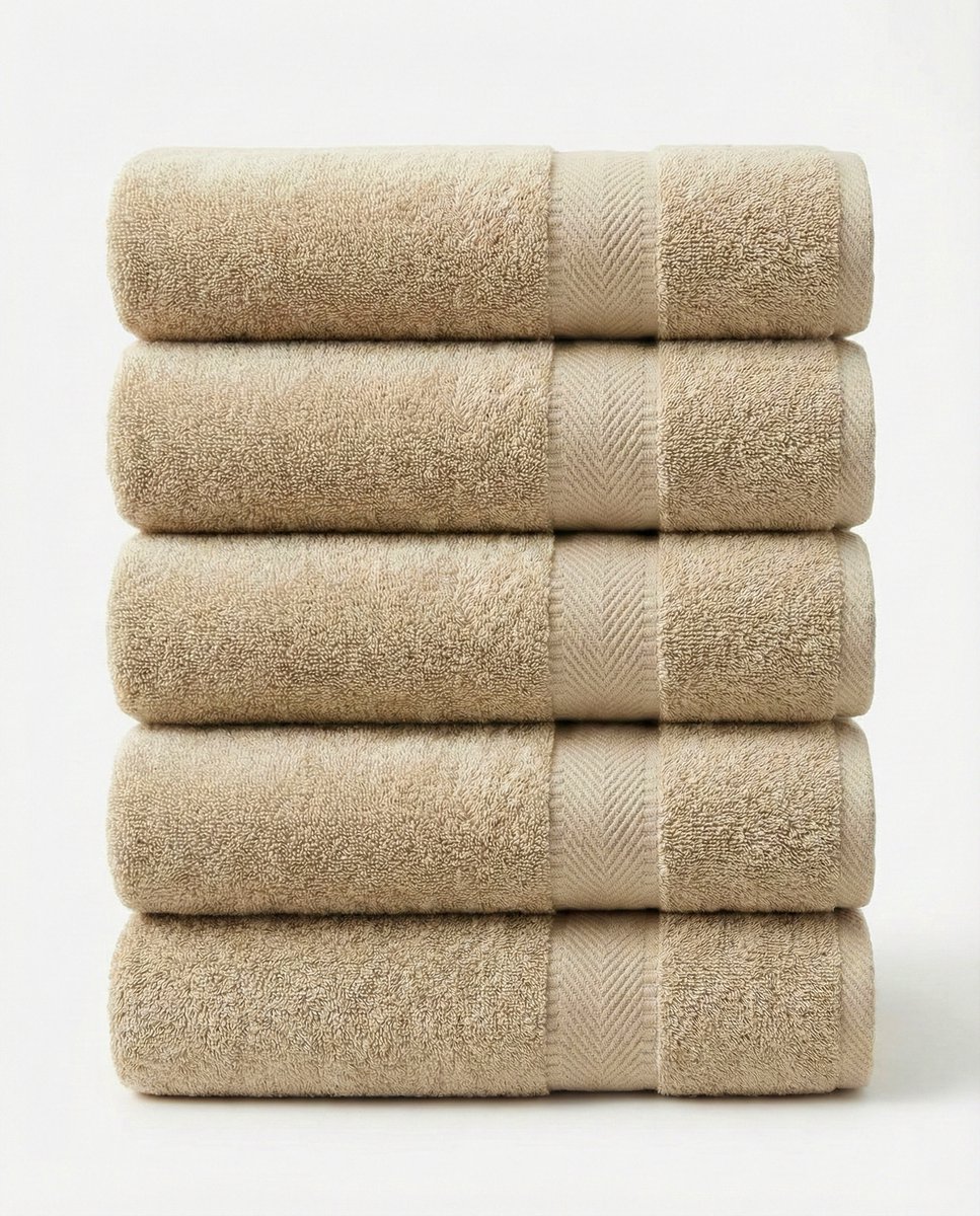 Blanche Nuit Handdoeken 50x100 cm - 5x Luxe Handdoeken - 100% Katoen - 500 gr/m2 - Zand