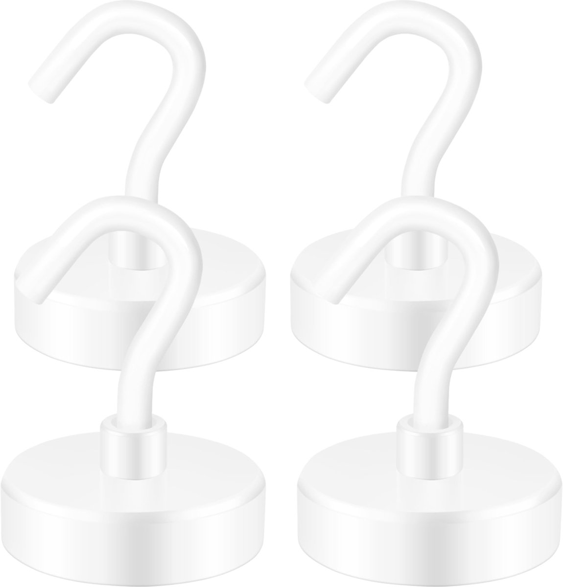 4 magnetische haken - Haken - Magneethaken - Magnetische haak - Wit
