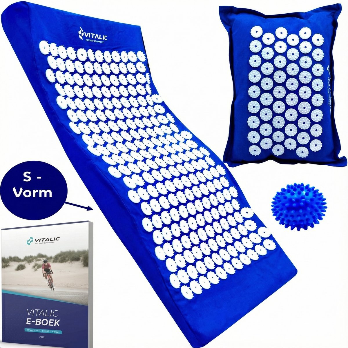 VITALIC Spijkermat S-Vorm met XL SpijkerKussen en Massagebal