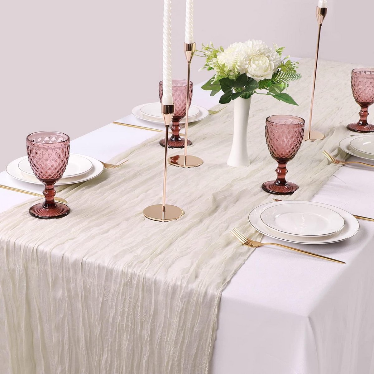 4 Stuks Kaasdoek Tafelloper Set - Lange Rustieke Gaas Decoratie voor Bruiloft en Feesten