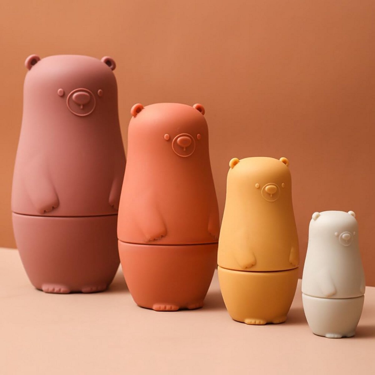 Siliconen Matroesjka Berenfiguren - 4 Stuks Nestpop Speelgoed voor Kinderen