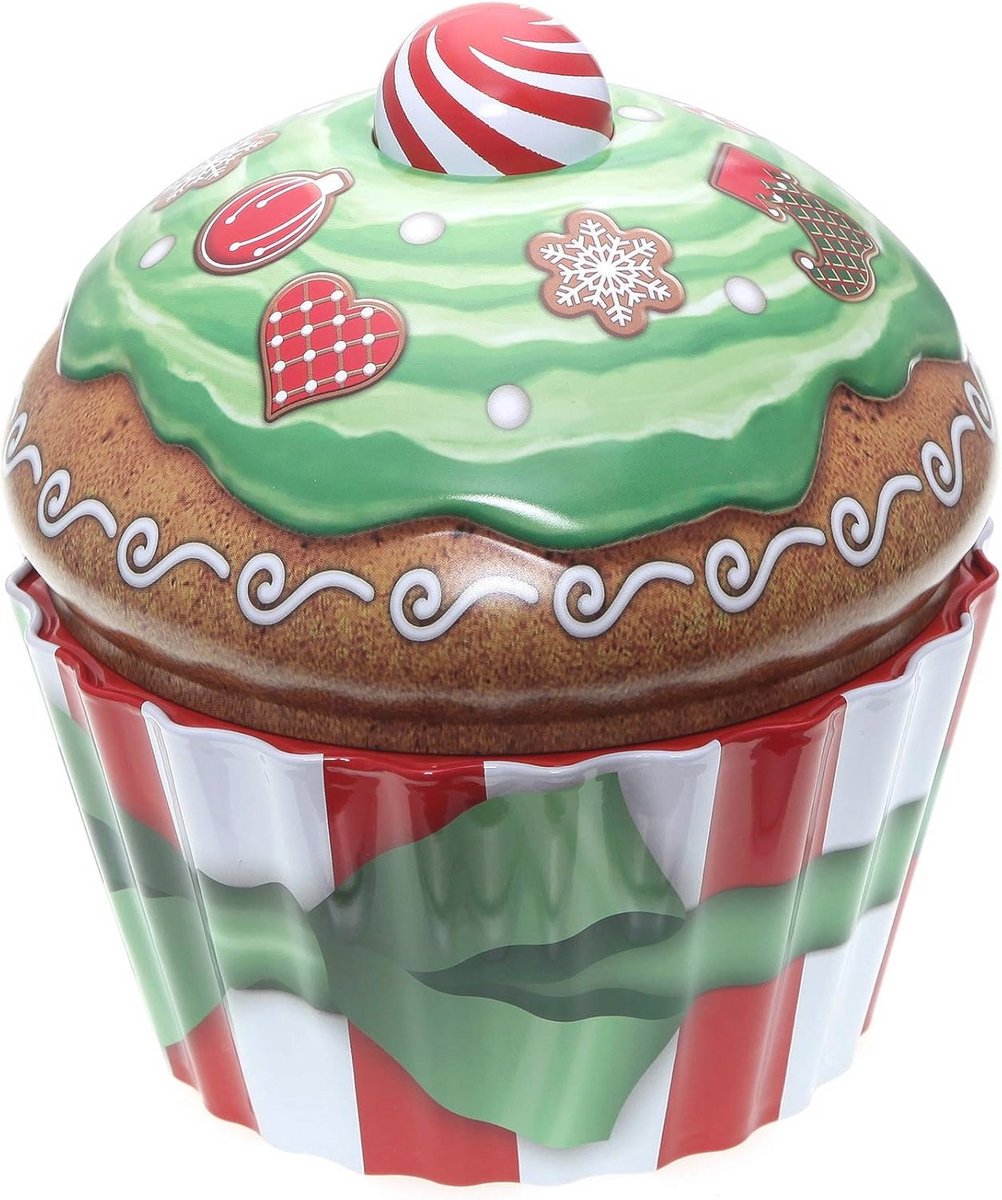 Cupcake Doos Kerstmis - Decoratieve Koektrommel en Muffinblik