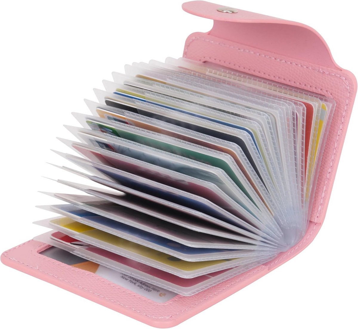 Moderne creditcardhouder voor dames en heren - 40 kaarten, 2 vensters, roze