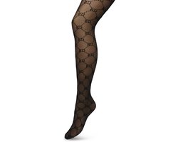 Bonnie Doon Geruite Panty 60 Denier Zwart Dames maat S/M - BD logo - Ruitjes Patroon - Bonnie Doon Print - Gladde Naden - Maximaal Draagcomfort - Bonnie Doon Tights - Chique Panty - Feestelijk - Black - BP221901.101