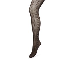 Bonnie Doon Grafische Panty 40 Denier Bruin Dames maat L/XL - Grafisch - Print - Gladde Naden - Maximaal Draagcomfort - Chique Panty - Geometrie Tights - Feestelijk - Bracken - BP221902.158