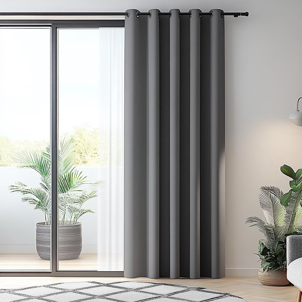 Unyqoos Extra brede isolerende gordijn als stijlvolle ruimteverdeler in grijze tint 244x254 cm Lichtgrijs