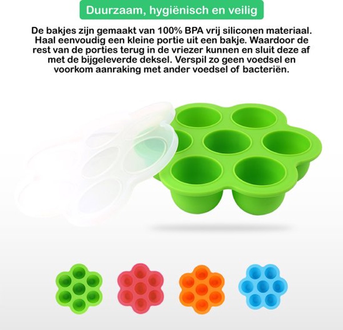 Babyvoeding bewaarbakjes met lepels - Herbruikbaar - Set van 4 bakjes - 28 porties - Bewaarbakjes babyvoeding - Babyvoedingsaccessoires - Moedermelk bewaren — cadeau in Cadeau-ideeën - foto 4