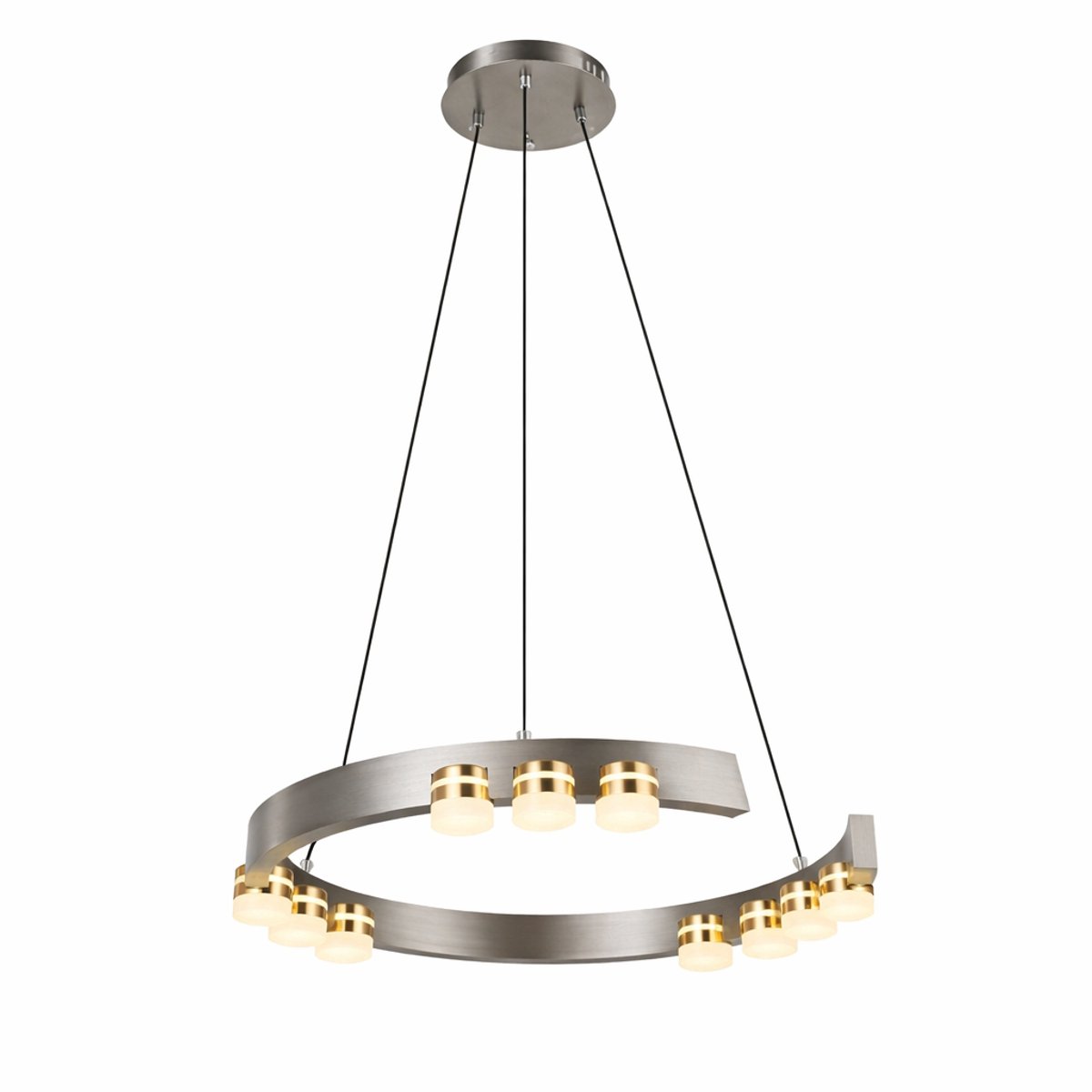 Hanglamp 9 lichtpunten - LED - geborsteld gun grey frame - Ø45cm