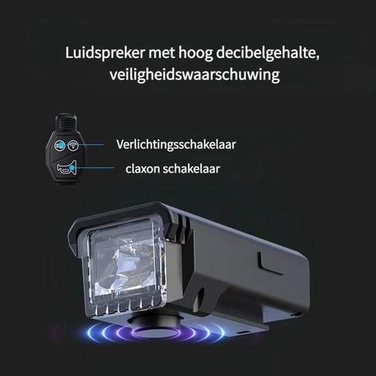 KZQ Fietslamp - Draadloze afstandsbediening - Met luidsprekerfunctie - Automatische verlichtingsmodus - Grote capaciteit 1500mAh - 5 standen - Oplaadbare Type-C IPX5 waterdichte zaklamp - Geschikt voor aardbevingen, stroomuitval en noodsituaties. — afbeelding 4