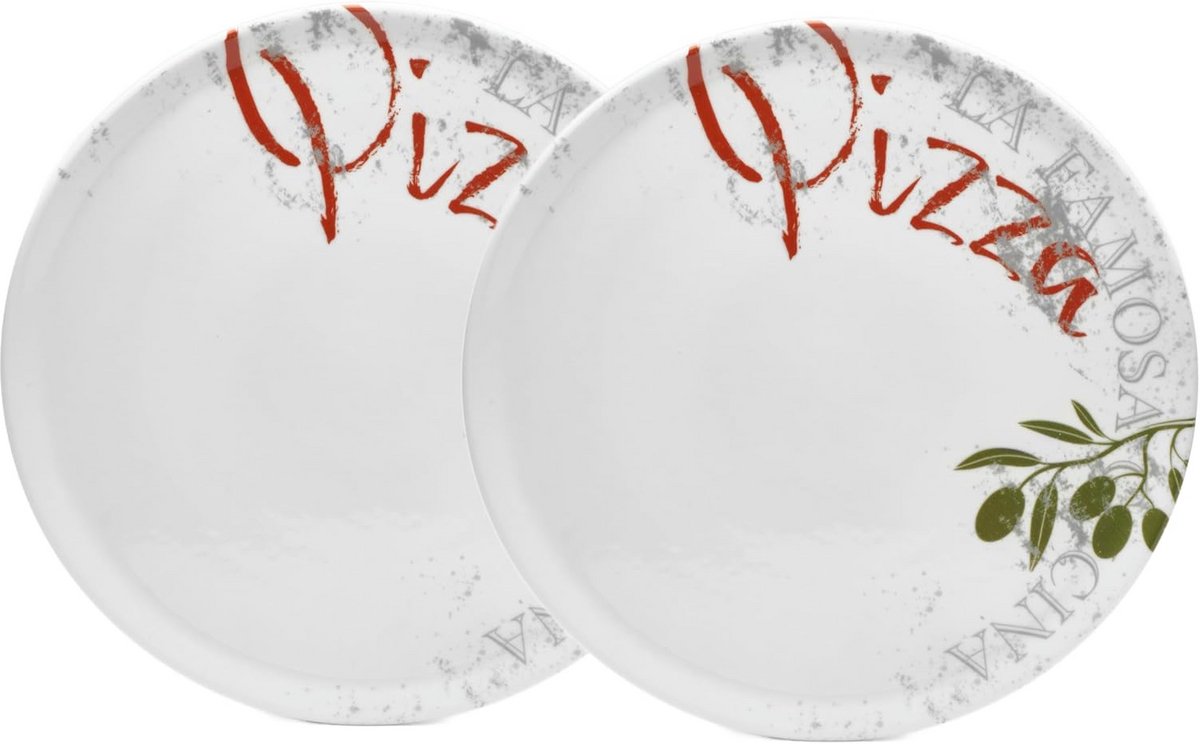XL Italiaanse Pizzaborden van Zwaar Porselein – Vaatwasmachinebestendig