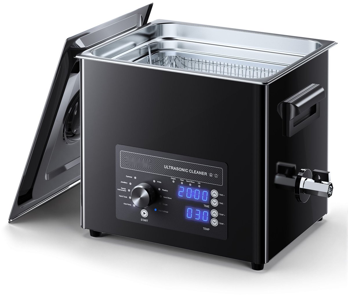 Ultrasoon Reiniger - Professioneel Reinigingsapparaat - Capaciteit 10 L - Draaiknopbediening - Met Mand & Reinigingsbal - Voor Sieraden, Horloges, Munten, Scheermesjes