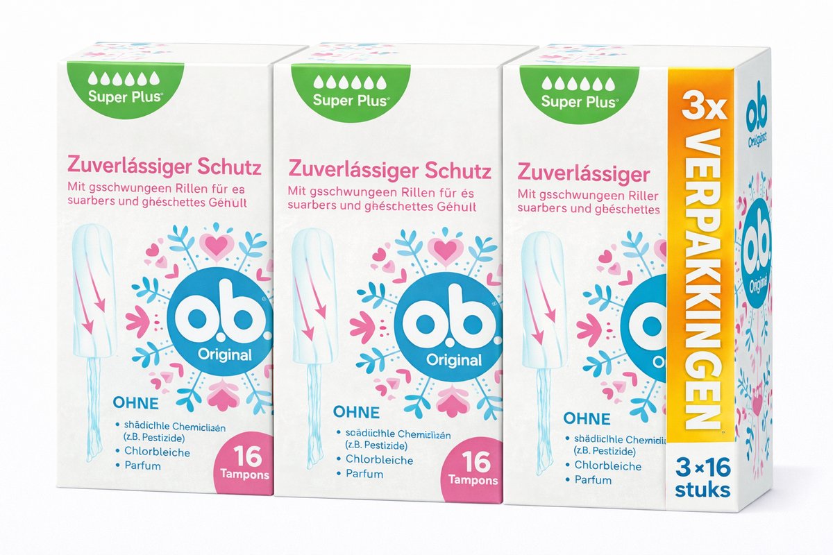 o.b. Tampons Super Plus – 3-pack – Extra sterke absorptie (3 × 16 stuks)