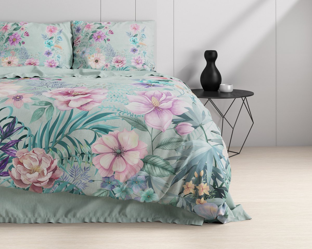 Dreamhouse Dekbedovertrek - Flore Blue - 200x200/220