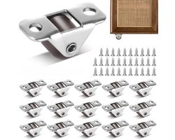 16 stuks Meubelwieltjes Klein - zwenkwiel - Meubelwielen - 1,2 cm Kleine Meubelwieltjes - met 32 Schroeven - Rubberen Rolwielen - met Stalen Bovenplaat - voor meubels, kasten, gereedschapskisten ,doe-het-zelfprojecten