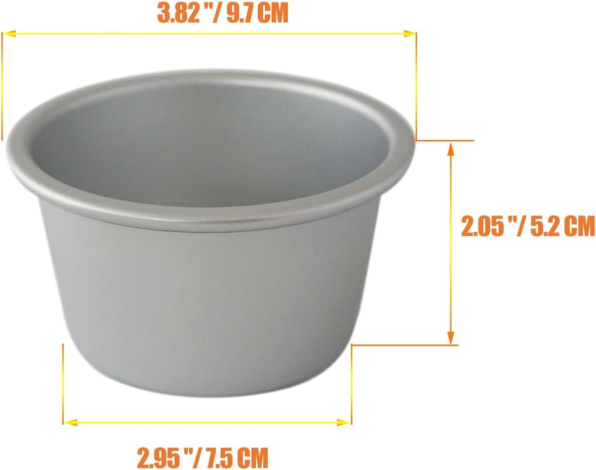 6 stuks - Puddingmallen - Timbaalvorm - Bakvorm - Taartvorm - Cakevorm - Popovervormen - Muffinvorm - bakgerei - voor eiertaartjes, pudding, cupcakes, hartige taarten - 9.5*7.3*5.1 cm - zilver – foto 5