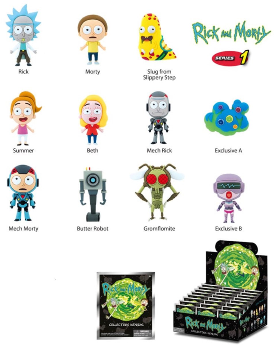 Rick and Morty 3D PVC Bag Clips Series 1 Display (24)