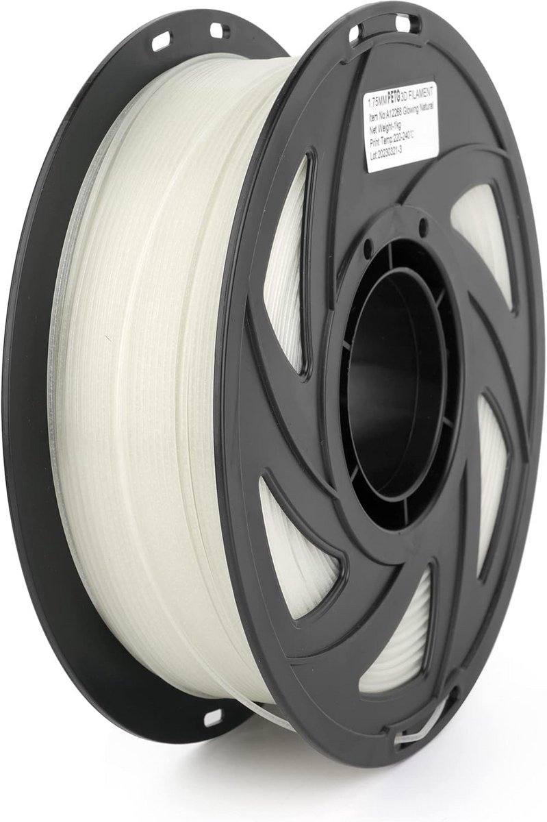 1.75mm PETG Filament 1KG Natuurlijk Gloeiend voor 3D Printers