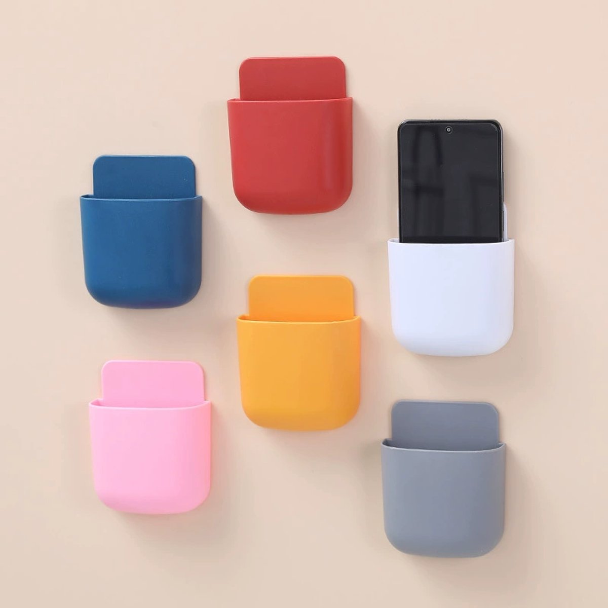 Witte Wandorganizers – 3 Stuks Zelfklevende Houders voor Afstandsbedieningen, Telefoon, Pen & Meer (Voor Bed, Bureau & TV)