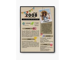 verjaardagsposter - 18e verjaardag - 20-40e verjaardag -verjaardagskrant- moderne stijl - gepersonaliseerd cadeau - cadeau met naam en foto -A4-origineel verjaardagscadeau-persoonlijk-modern