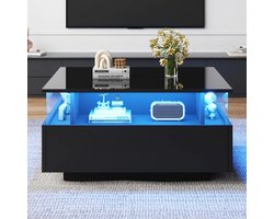 Wentinkmo Hoogglans - Modern Tafel met Led Verlichting - Verstelbare Salontafel