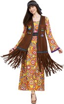 Joya Party® Robe Hippie Dames avec Gilet & Bandeau | Ensemble Flower Power des années 60 & 70 | Longue robe extensible | Costume de déguisement femme | Carnaval, Fête à thème & Halloween | Taille M