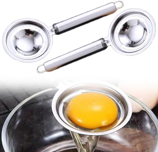 Edelstahl Eiertrenner – Praktischer Eigelb Separator Für Bis Zu 5 Eier Auf Einmal, Inkl. Deckel & Griff