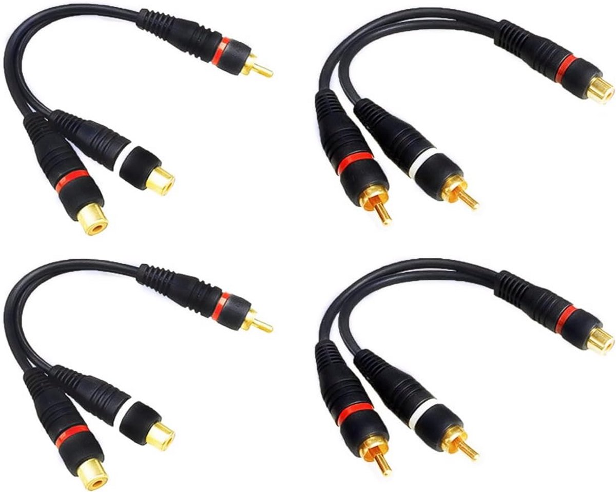 RCA Splitter Kabel Set (2x M/V + 2x V/M) Audio Adapter 20 cm