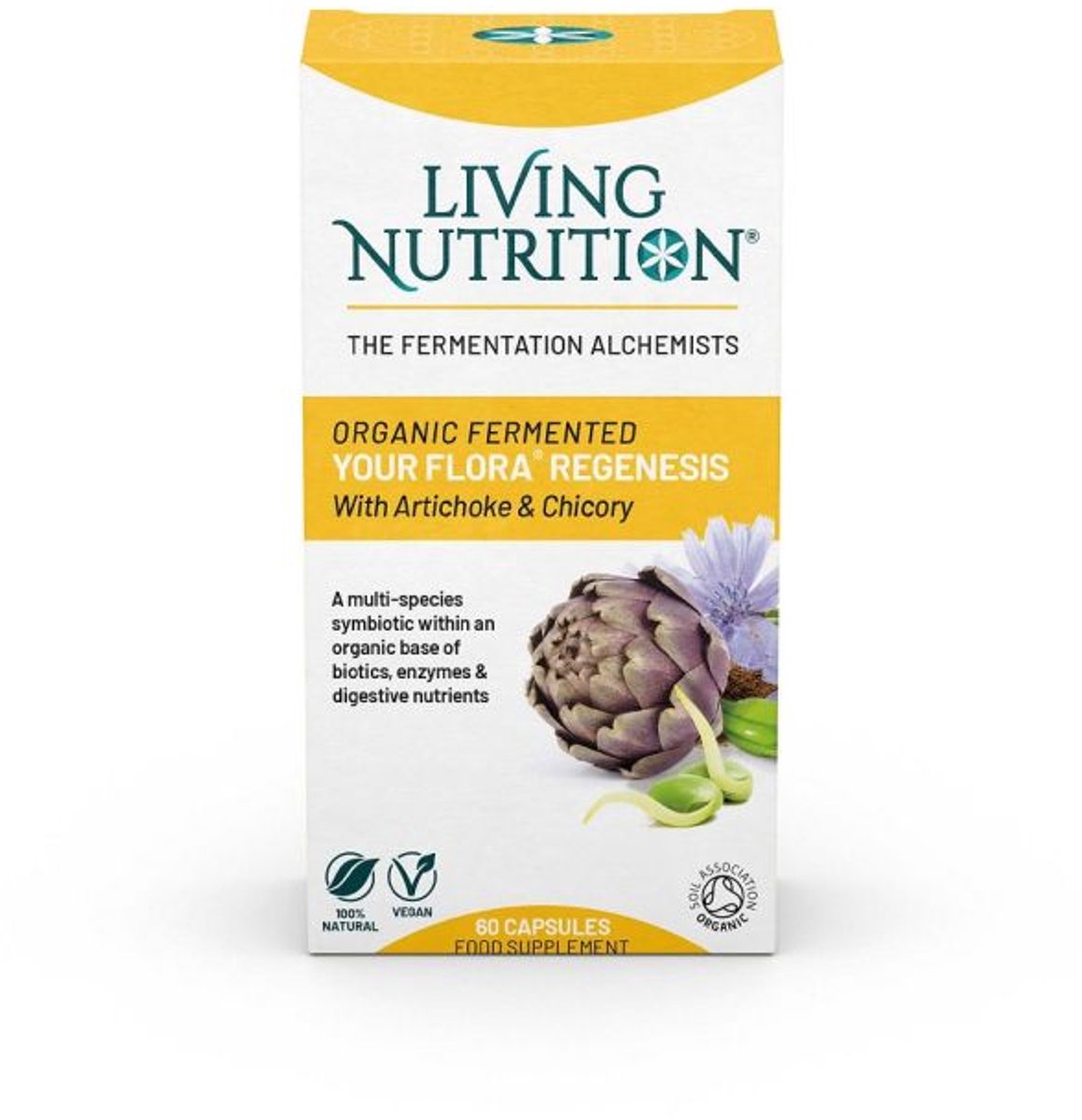 Living Nutrition / Regenesis Gefermenteerde Artisjok & Cichorei Capsules – Bio 60 stuks
