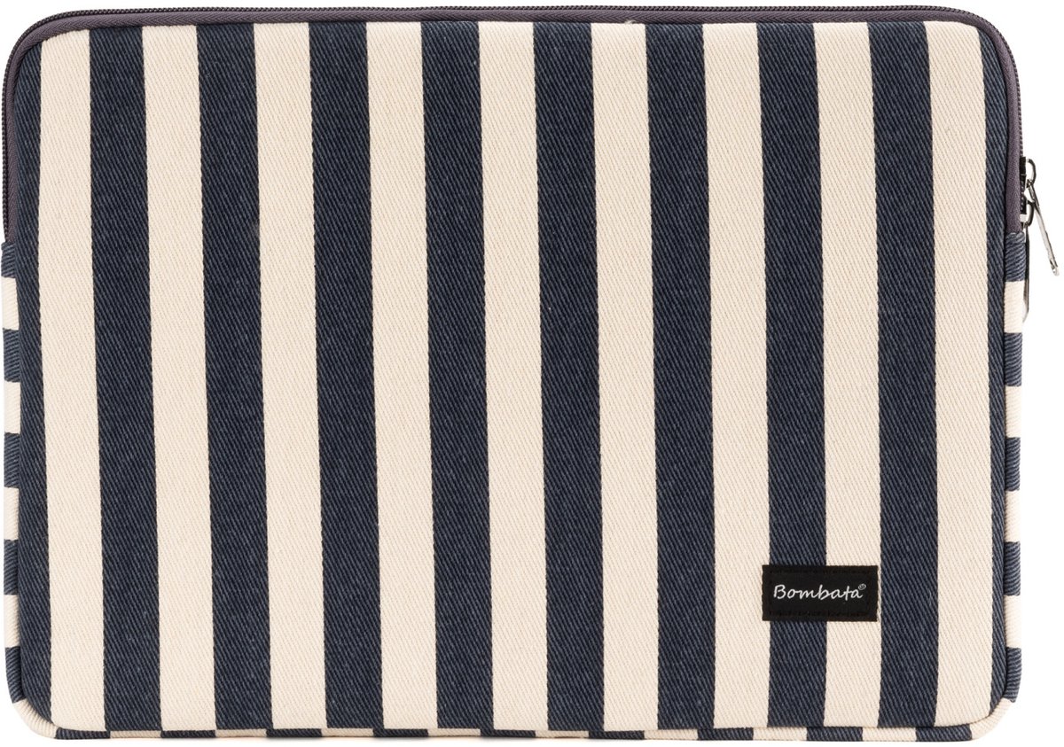 Bombata Versilia Universele Laptophoes Sleeve - Gestreept - 13 inch / 14 inch - Blauw