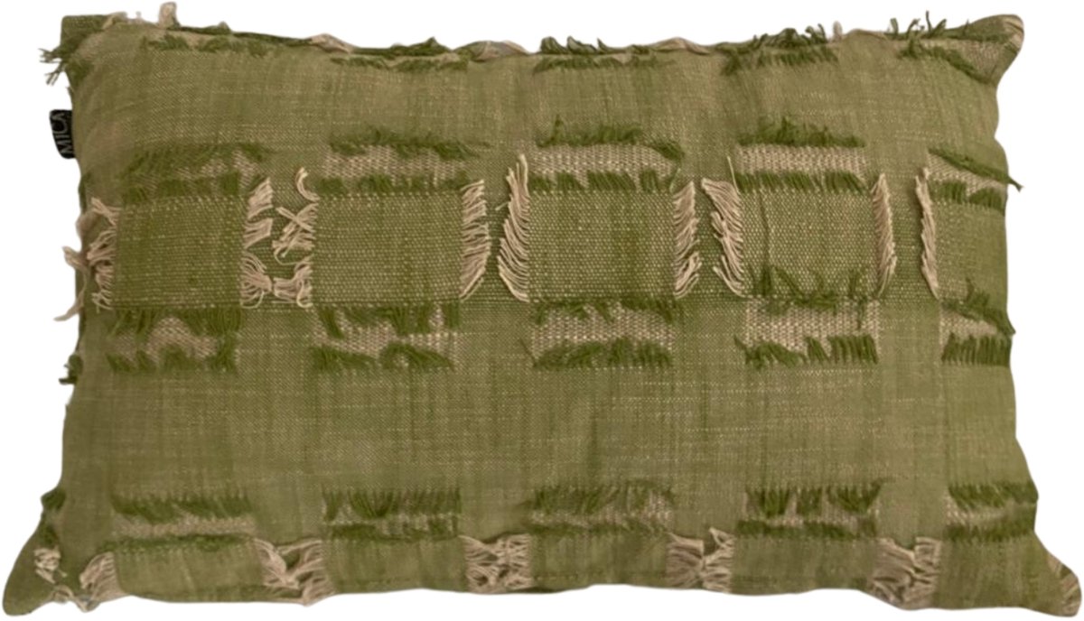 Mica Decorations Geweven Sierkussen 55x35 cm – Groen