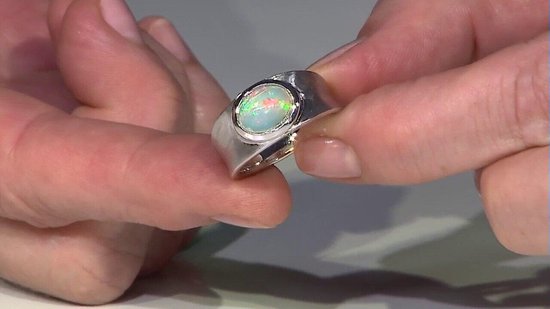 Cavill - Zilveren ring met 1,553 ct ovale Welo-opaal cabochon uit Ethiopië - 925 Sterling zilver - Brede moderne damesring - Luxe sieraden