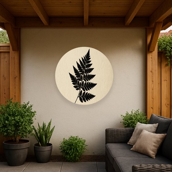 Varenblad silhouet – ronde wanddecoratie – Dibond muurcirkel – 40x40 cm