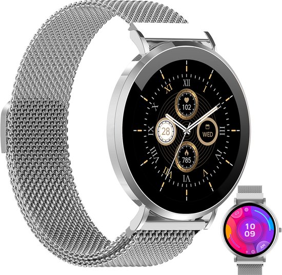 Denver Smartwatch - AMOLED - Hartslagmeter - Saturatiemeter - 100 sportmodi - Milanees bandje - Android iOS - SWC394S