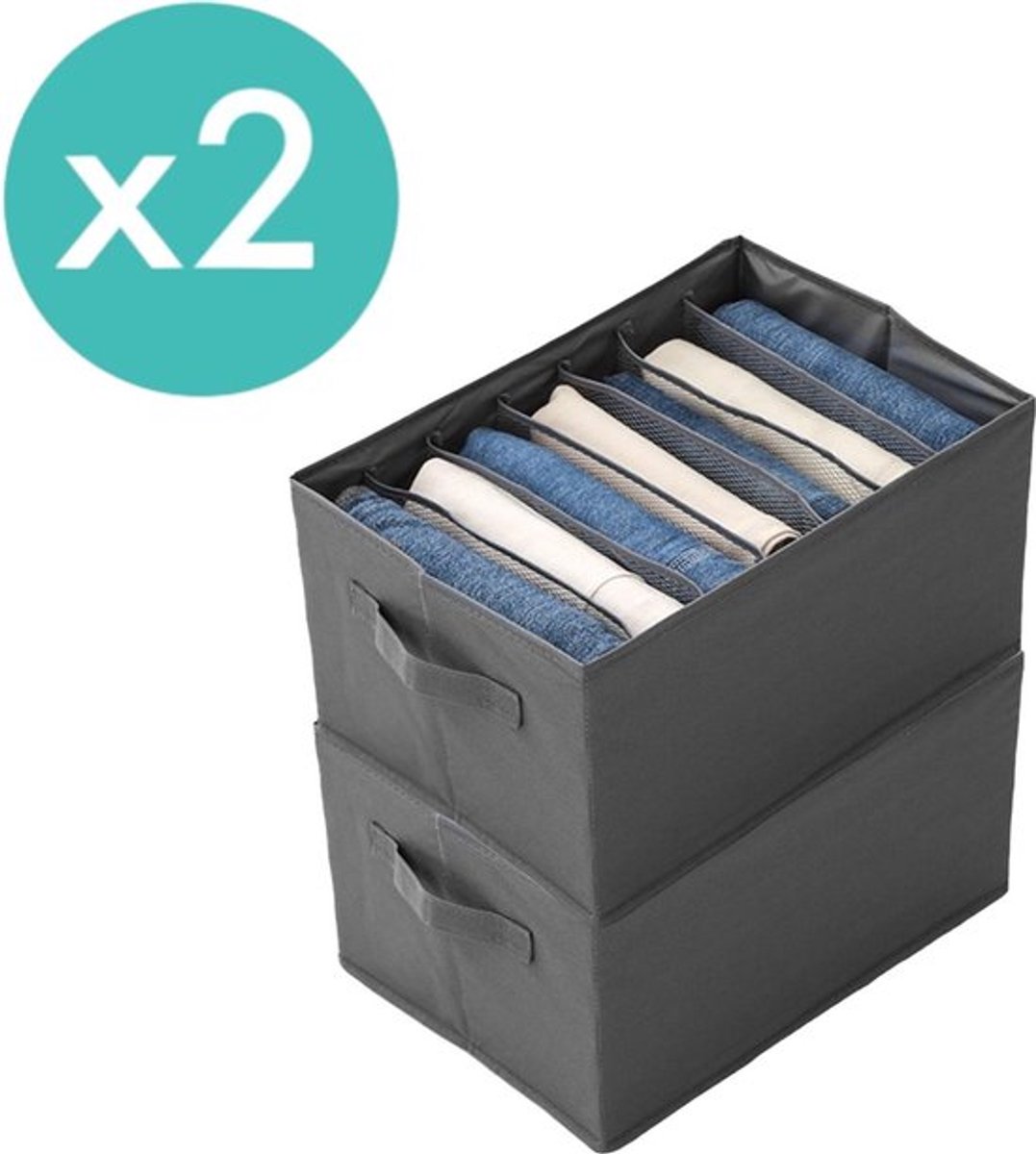 Kleding - Broeken - Lade organizer - Set van 2 - Jeans opbergbox kast - Kledingkast