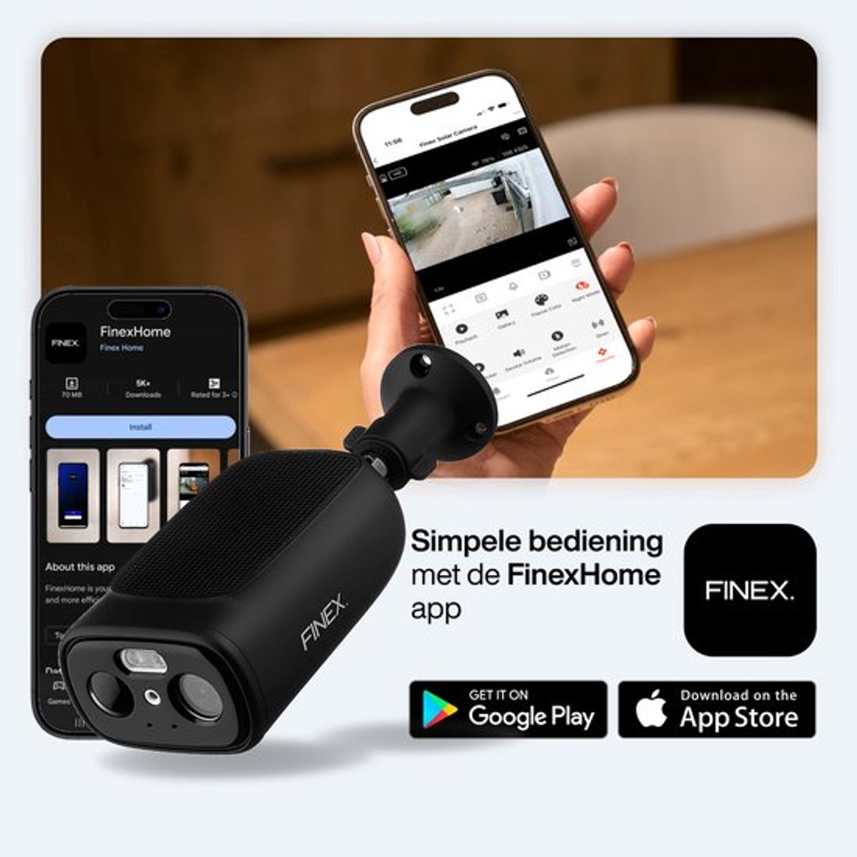 Finex Solar Camera Draadloze Beveiligingscamera 2K Ultra HD - afbeelding 2