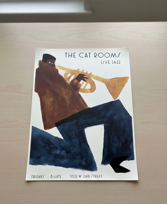 Affiche sur toile sans cadre 30x40 cm | Brillant / Mat | Abstract Jazz Cat Room | Décoration murale | Décoration murale | Impression | Support mural | Accessoires de maison | Design