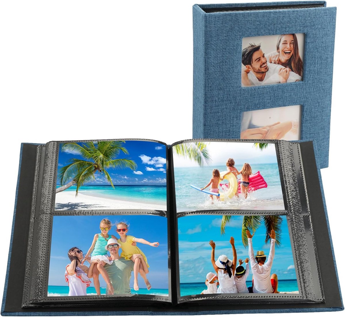 Linnen Fotoalbum 10x15 cm - Plakboek voor 200 Foto's - Blauw - Ideaal voor Familie en Bruiloft