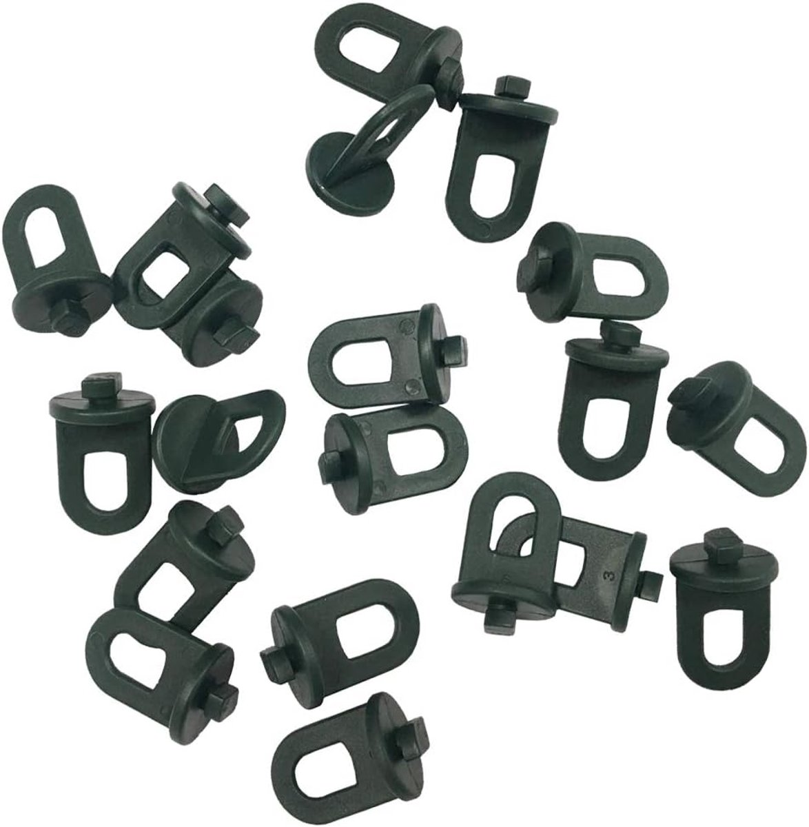 Verpakking van 50 plastic plantenhaken - geschikt voor kassen - handige haken voor in de kas - te gebruiken voor het ophangen van bloembakken, bloempotten, enz. - ophangclips.