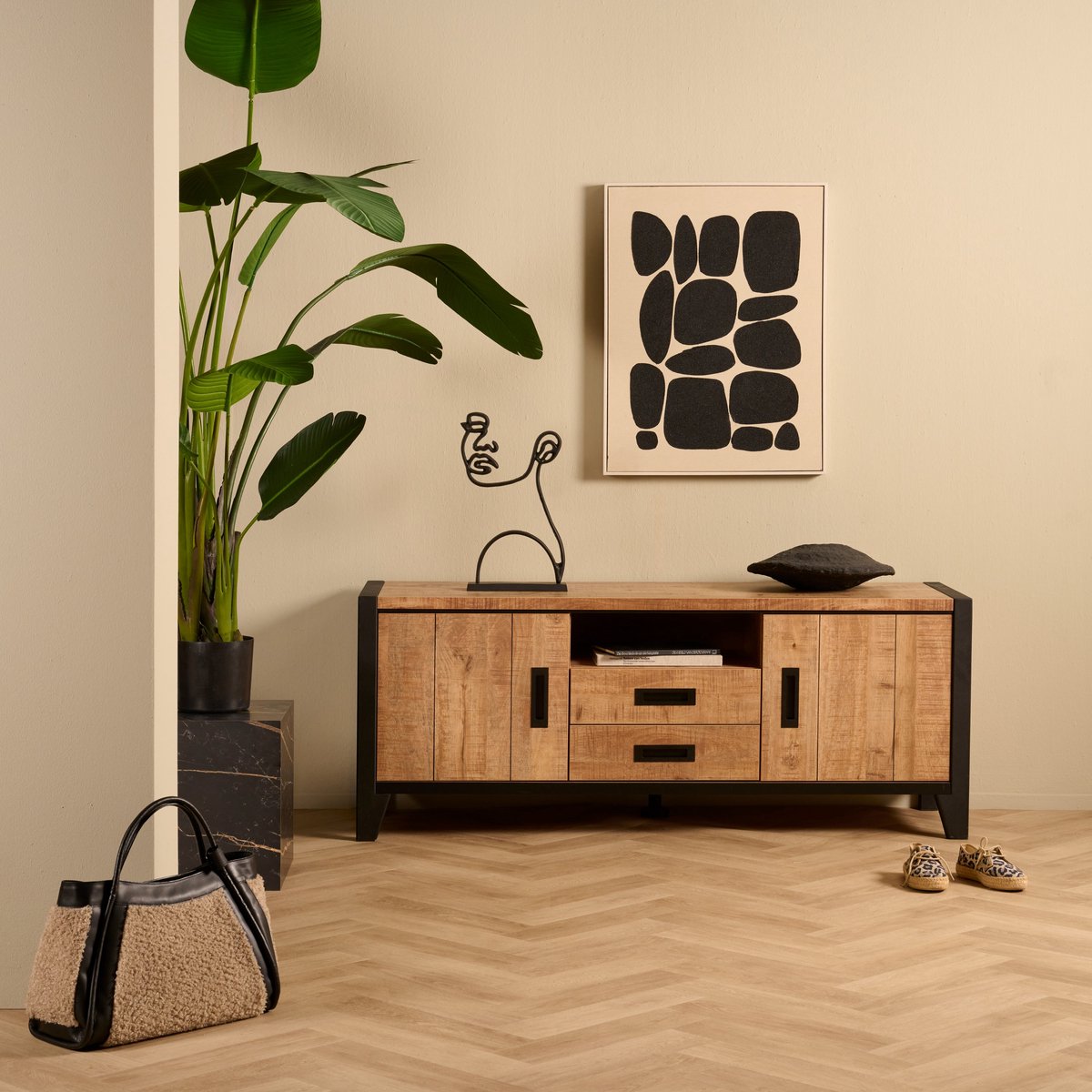 Dressoir Tilburg - MDF - Bruin - 180x80x45 cm (BxHxD)