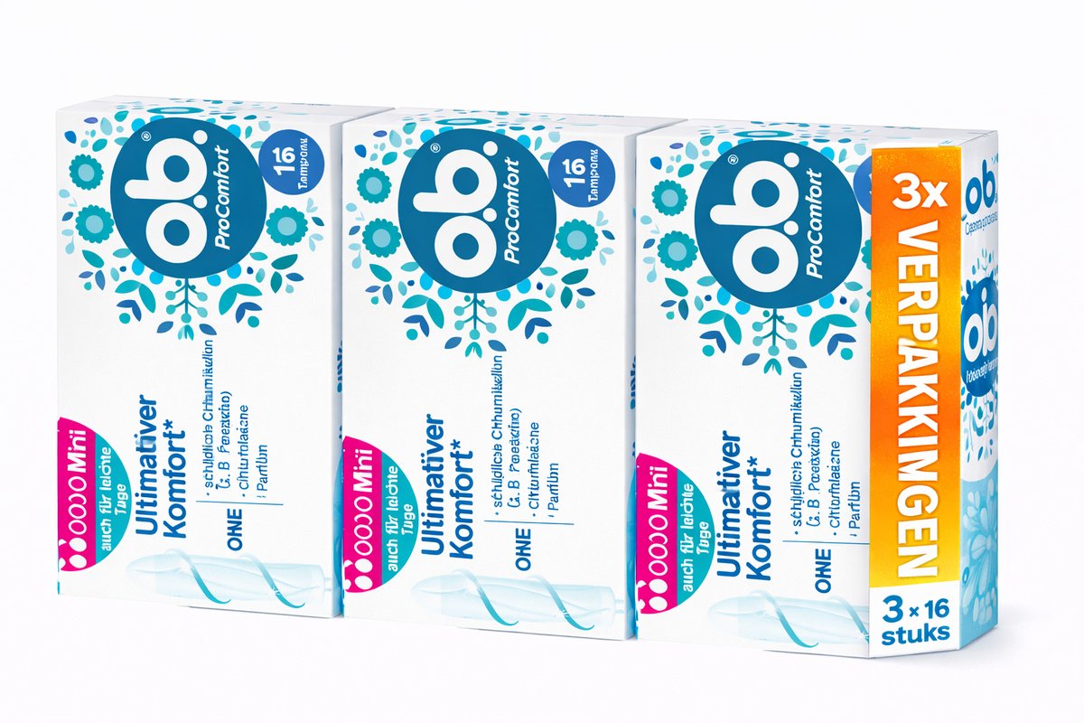 o.b. ProComfort Mini Tampons – 3-pack (3 × 16 stuks)