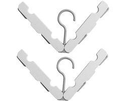 Wasrek inklapbaar - Wasrek Hangend - Draagbare opvouwbare hanger met haak - Ideaal voor op reis, kampeerders, reizigers en kleine ruimtes - Tweedelig pakket - Grijsachtig wit
