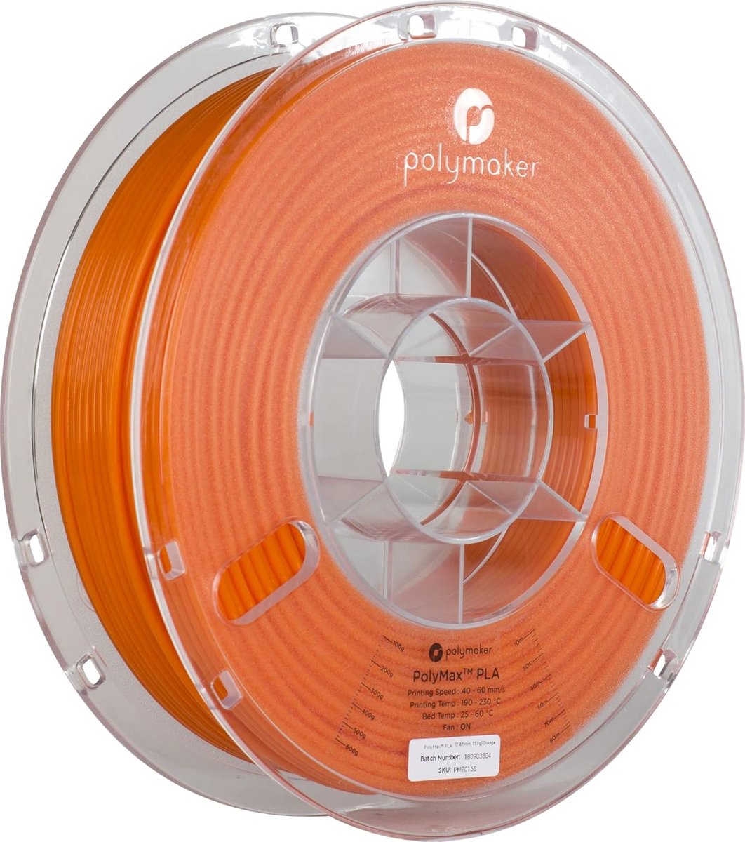 Versterkt PLA 3D-Printerfilament voor Hoge Slagvastheid - 2.85mm Oranje (0.75kg)