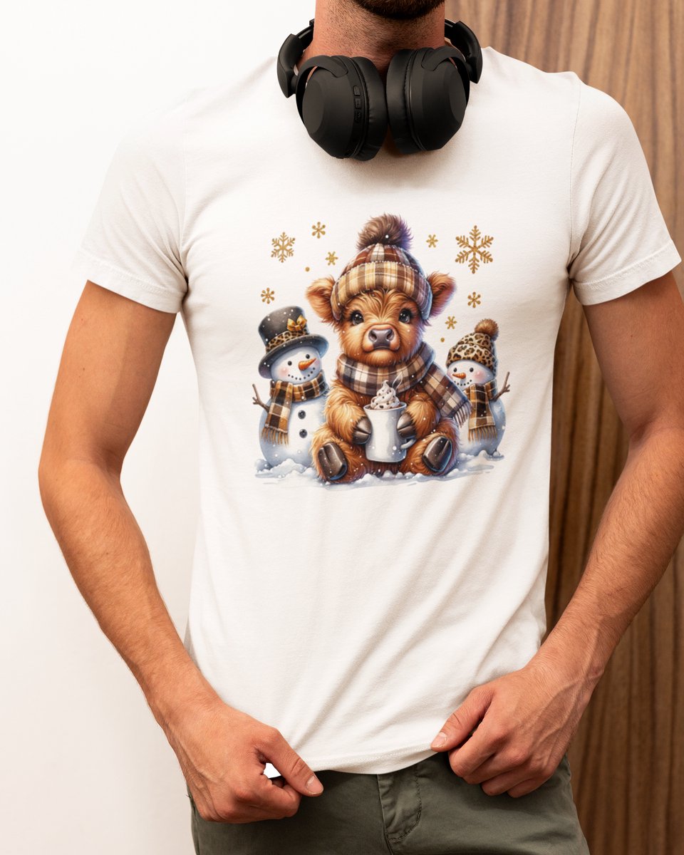 Hooglander Kerst - Kerst T-shirt Wit - Grappig T-shirt - Maat M - Kerst Cadeau Mannen - Limited Edition