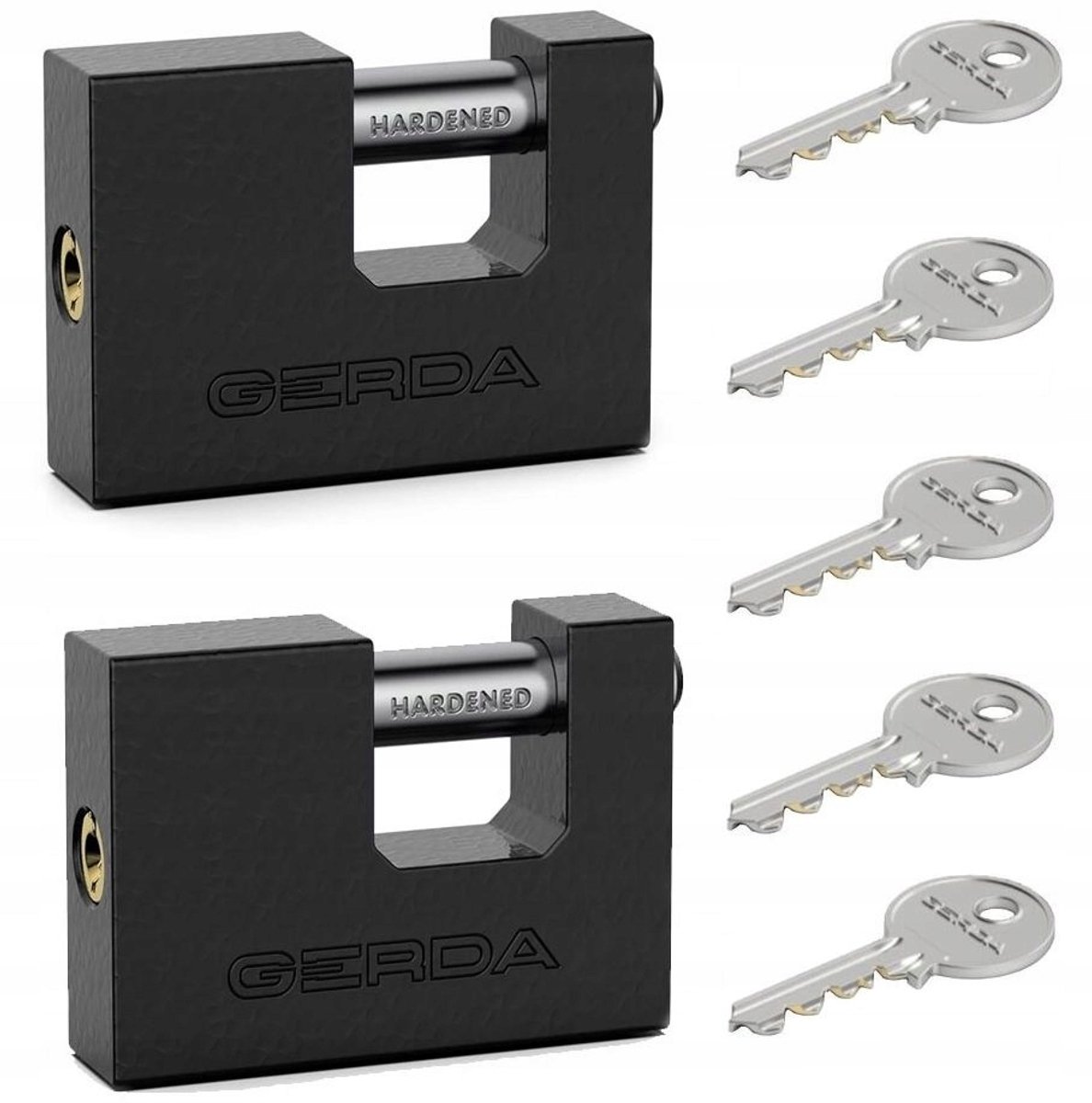 2x Gerda KZT T80 Gietijzeren Bevestigingssloten 80mm - 5 Sleutels