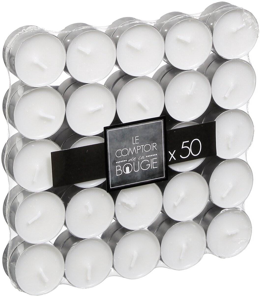 Atmosphera Ongeparfumeerde sfeercandels - Set van 50, Wit